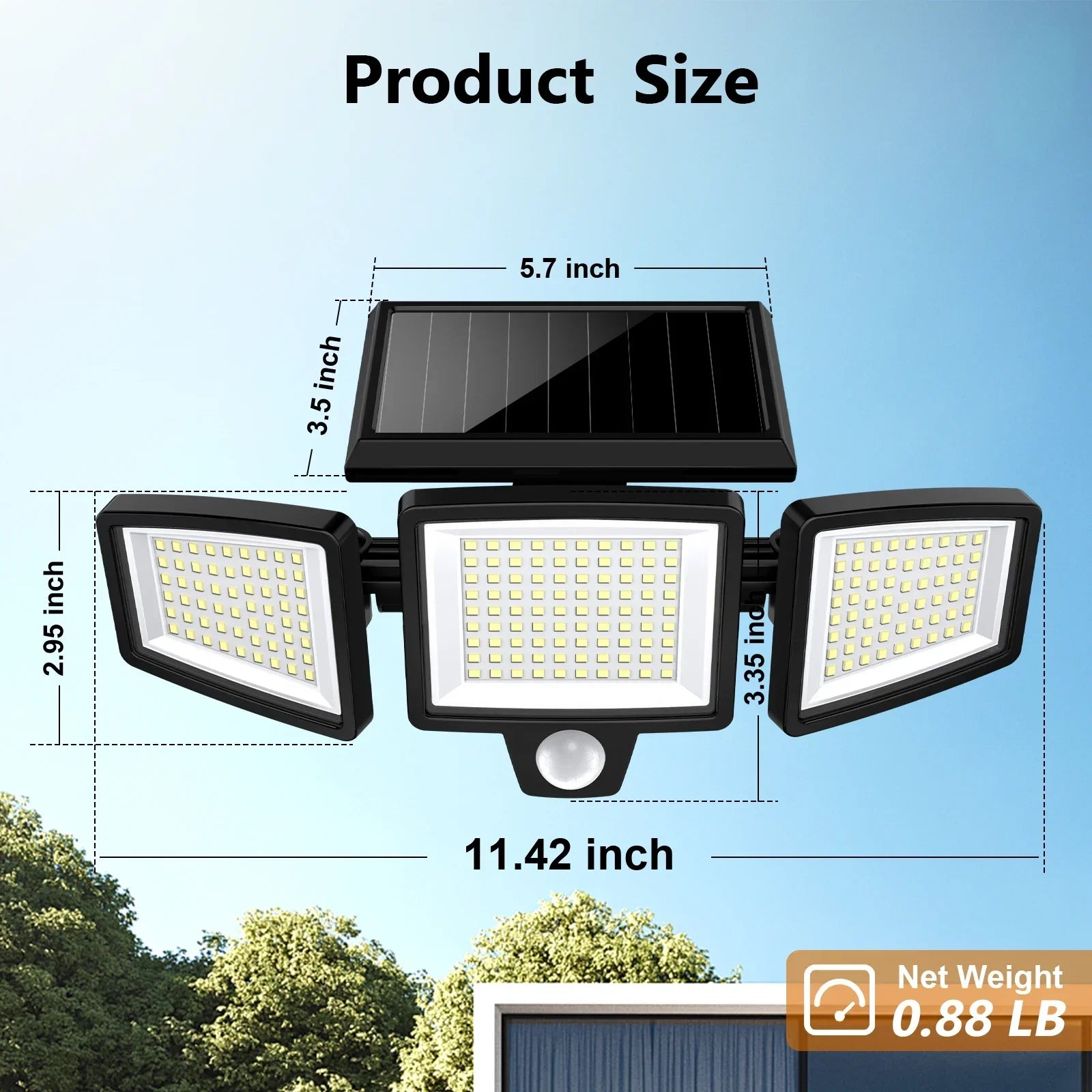 3-Head Solar Wireless Remote Outdoor Motion Light