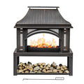39" Wood Storage Fireplace, Chimney, Mesh Spark Screen
