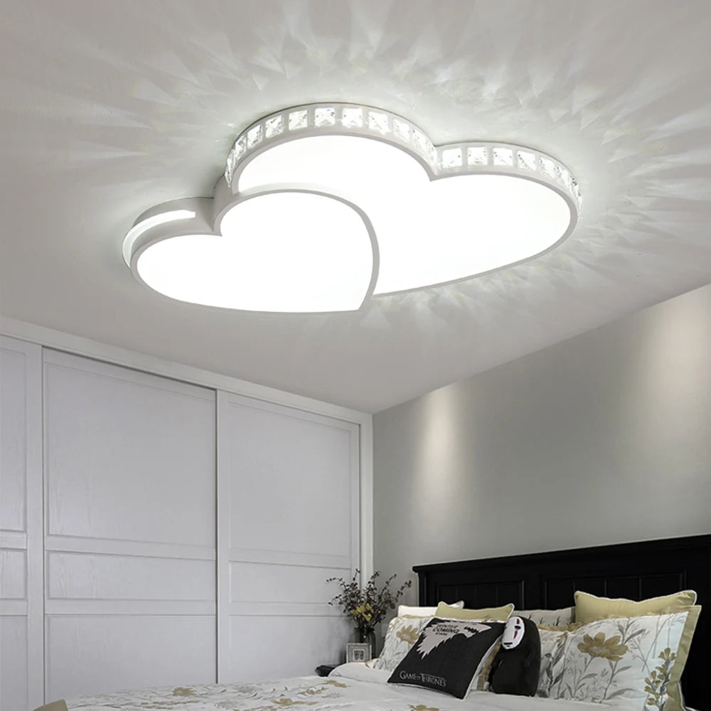 Heart Shaped Ceiling  Crystal LED Flush Mount Lamp