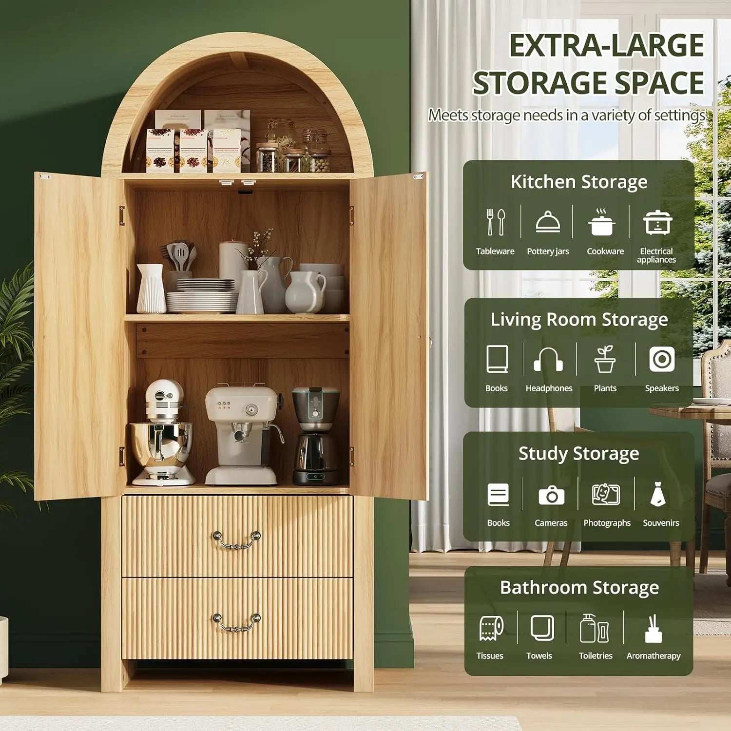 71" Arched Storage Cabinet