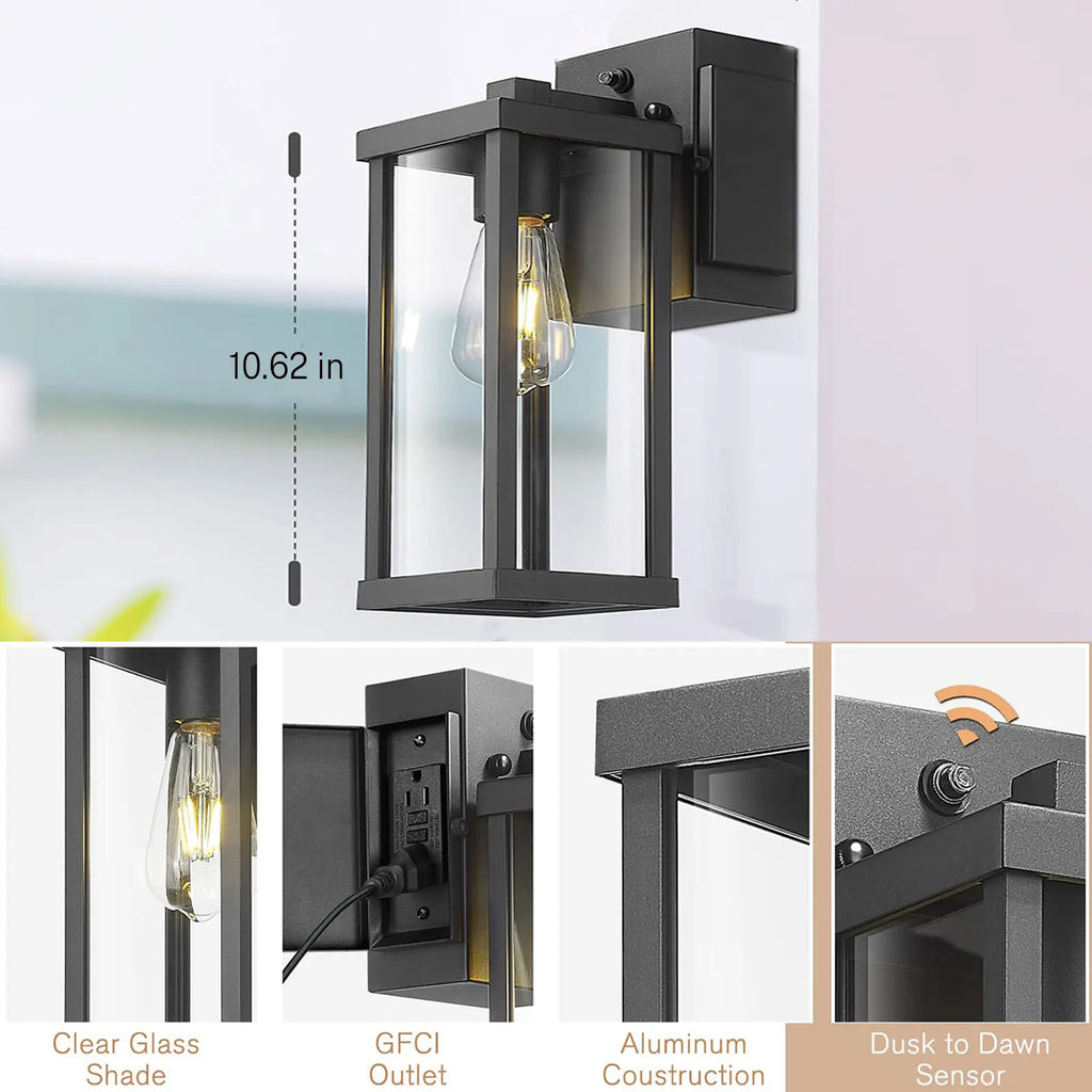 Porch Light With GFCI Outlet Dusk To Dawn