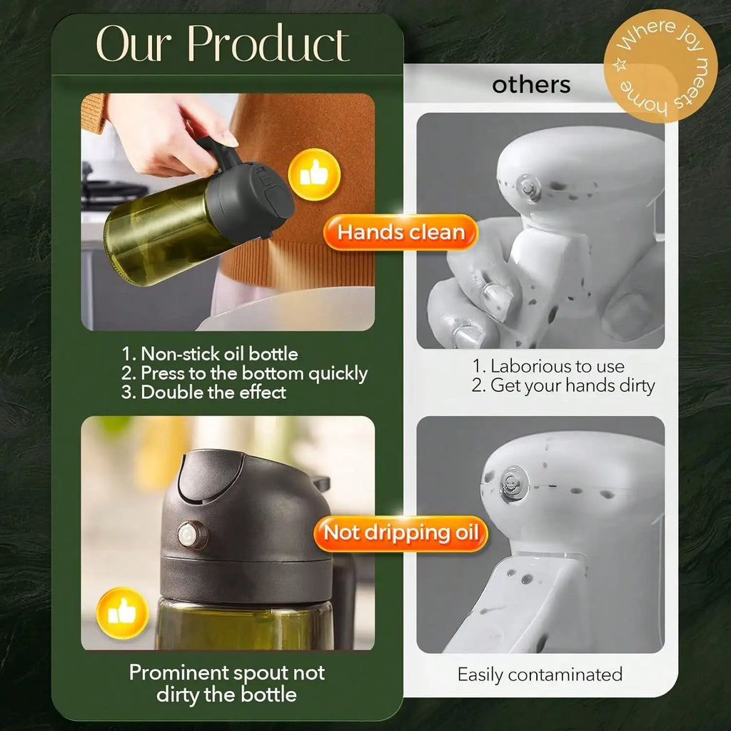 Glass Oil Dispenser 2 In 1 Spray Bottle