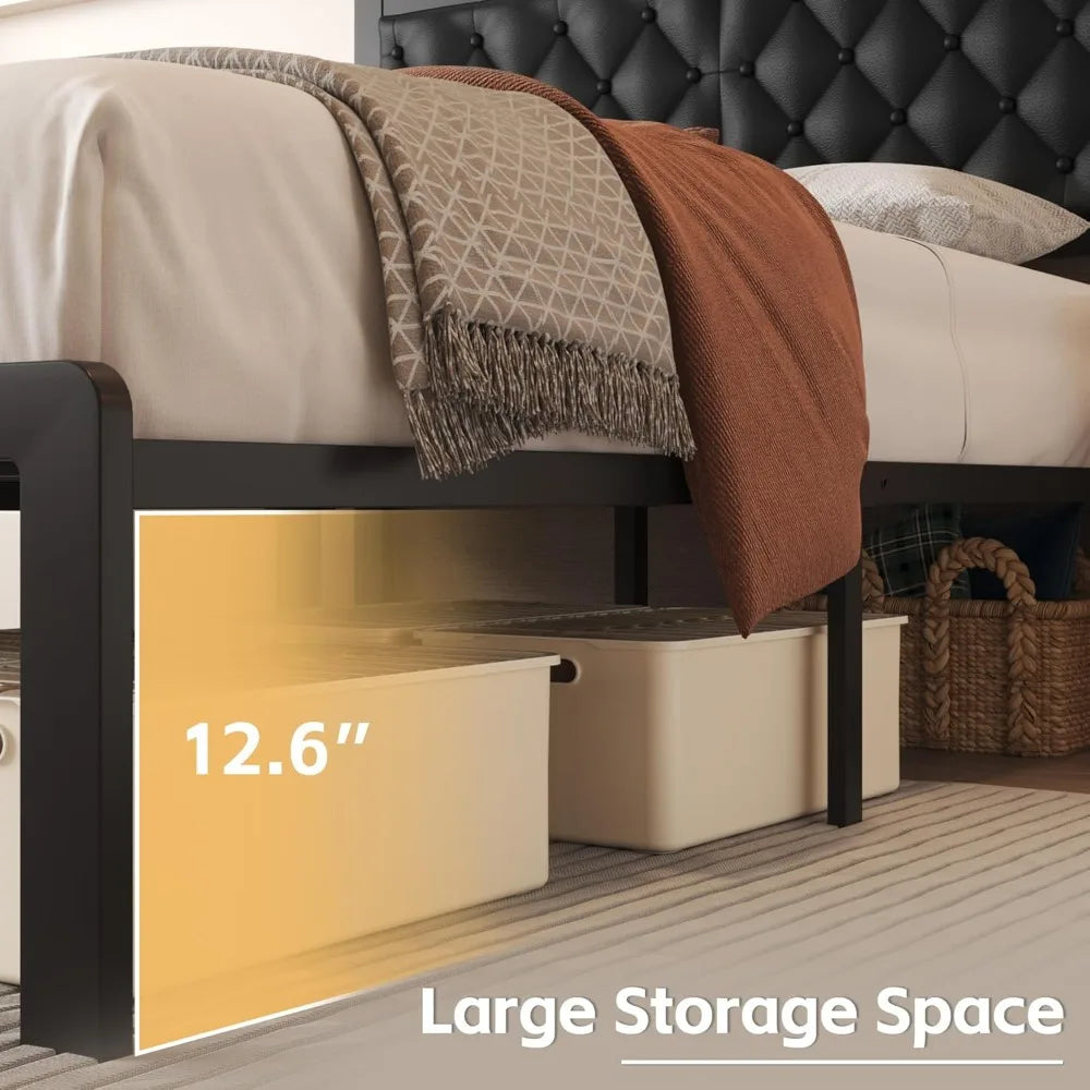 Bed Frame with Leather Headboard