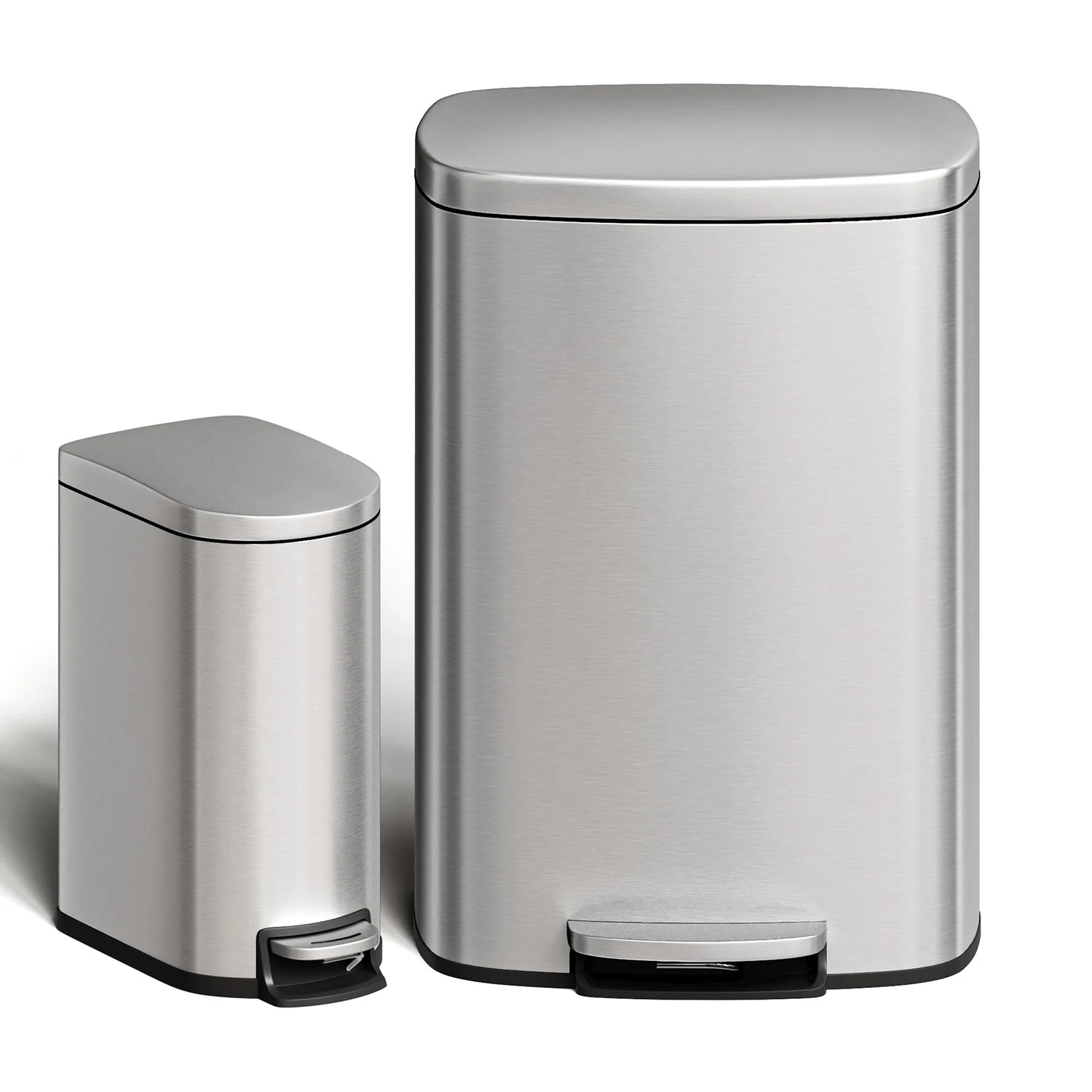 Kitchen/Bathroom Step-On Trash Can Combo Set