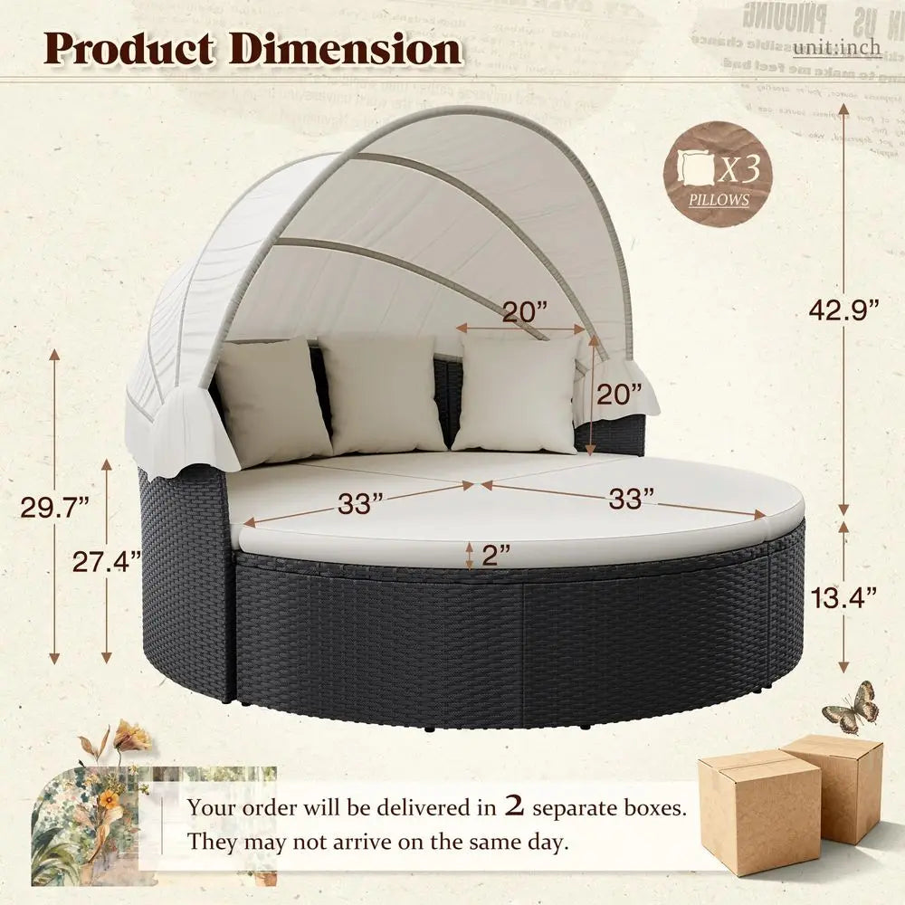 Daybed with Retractable Canopy