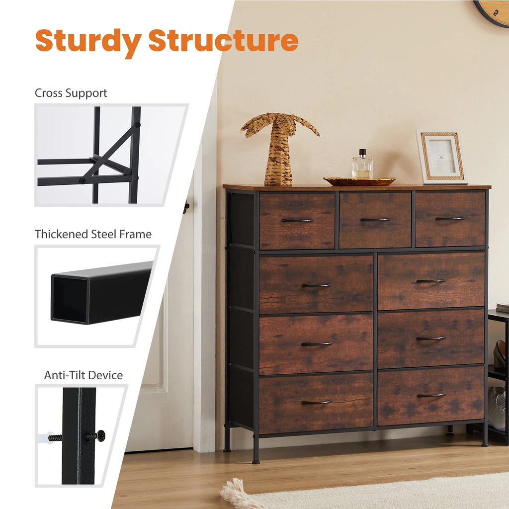 9 Fabric Storage Drawer Tall Chest