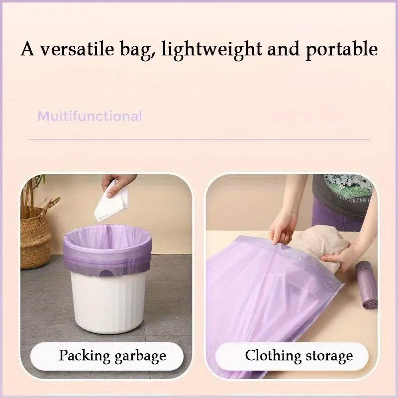 100PCS Purple Leakproof Drawstring Trash Bags