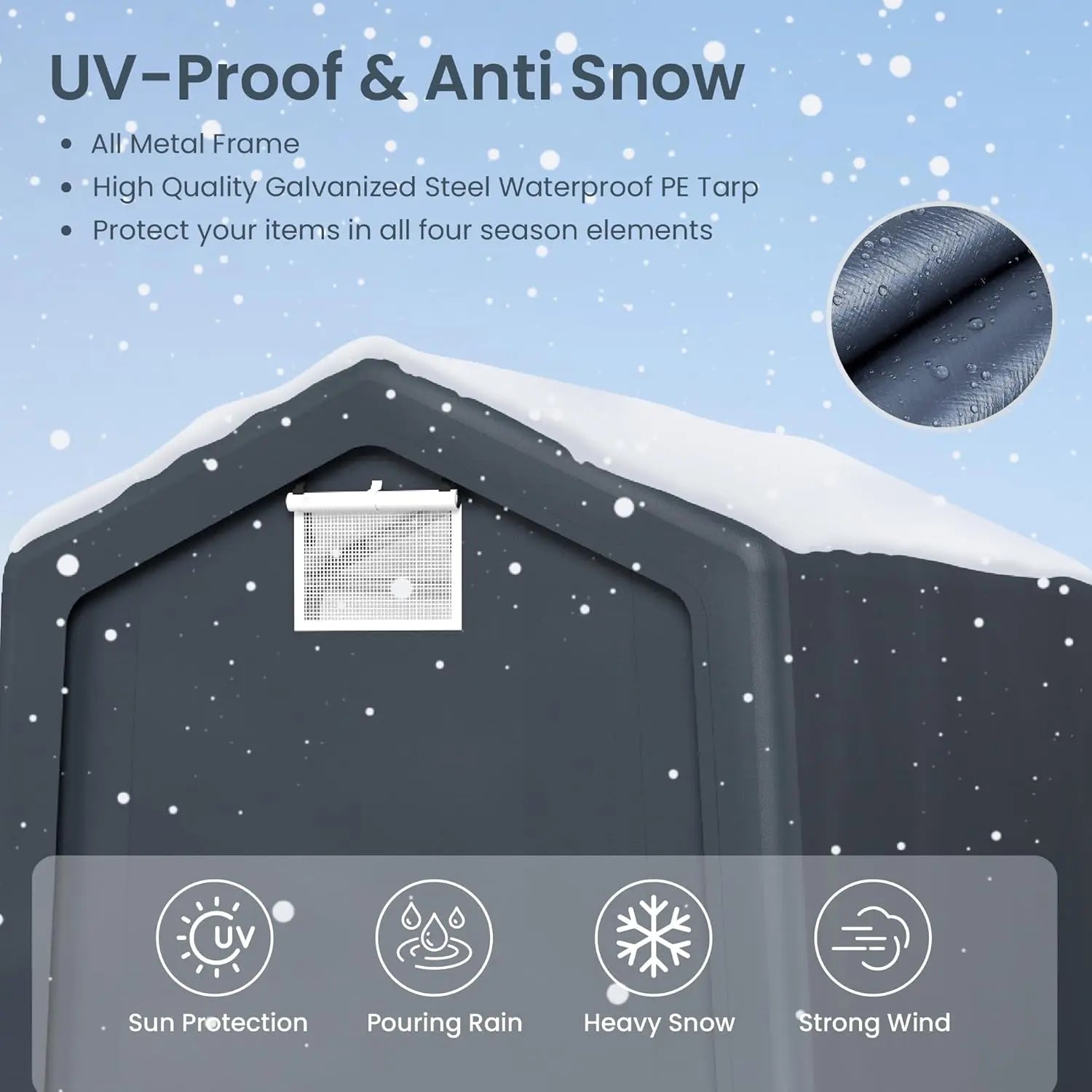 6x10ft Shelter with Roll up Zipper Doors & Vents