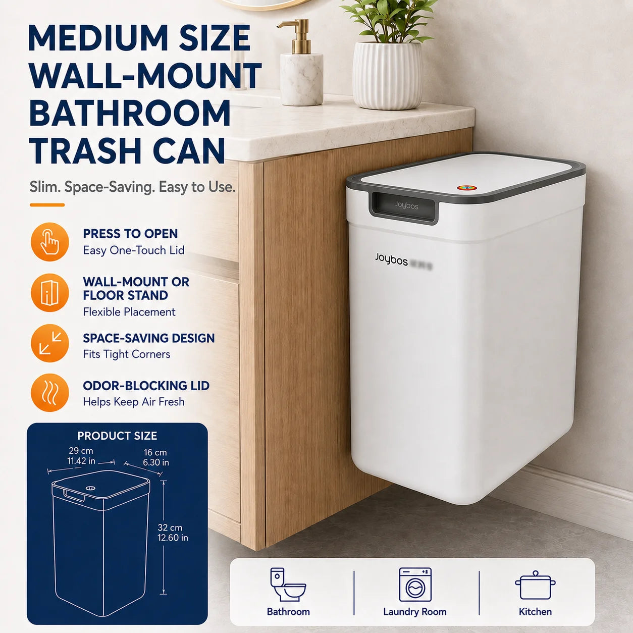 Wall Mount/Floor Standing Trash Can