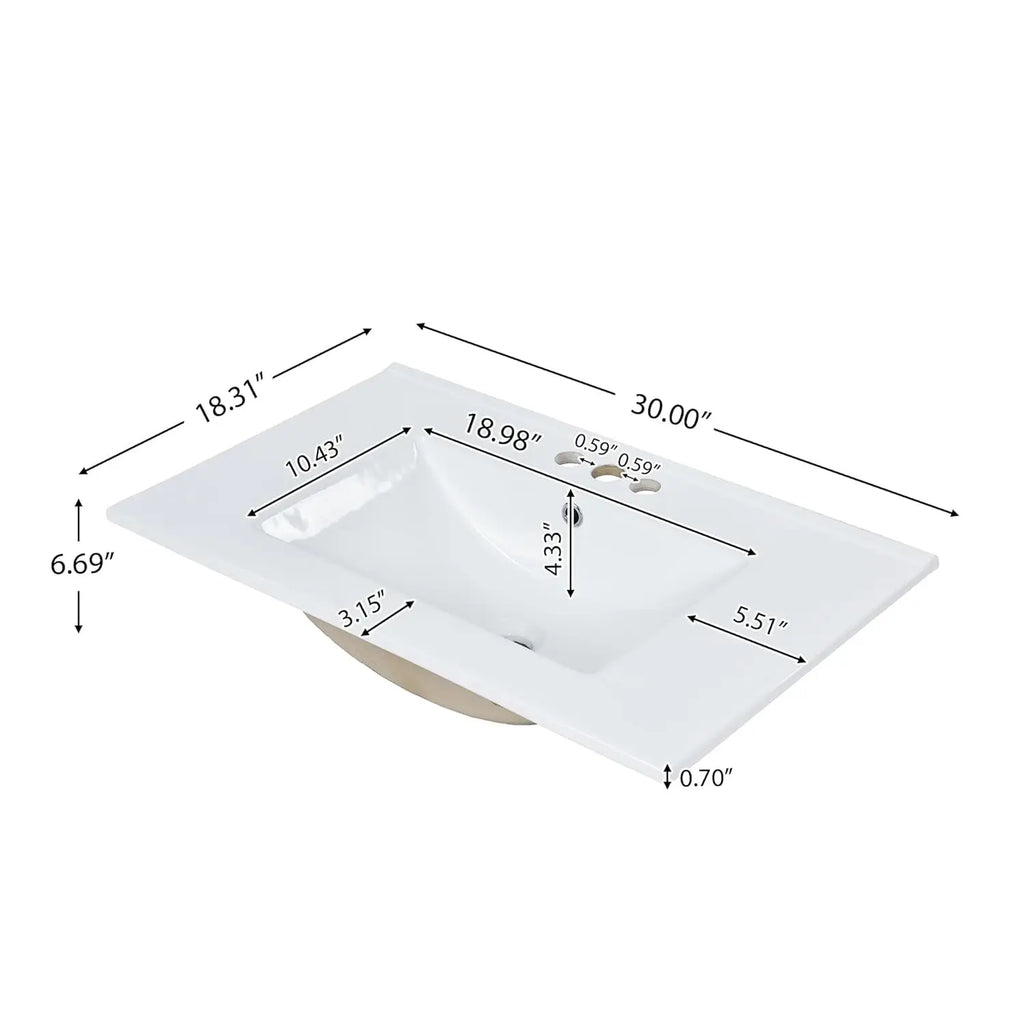 30" Bathroom Vanity Ceramic Sink