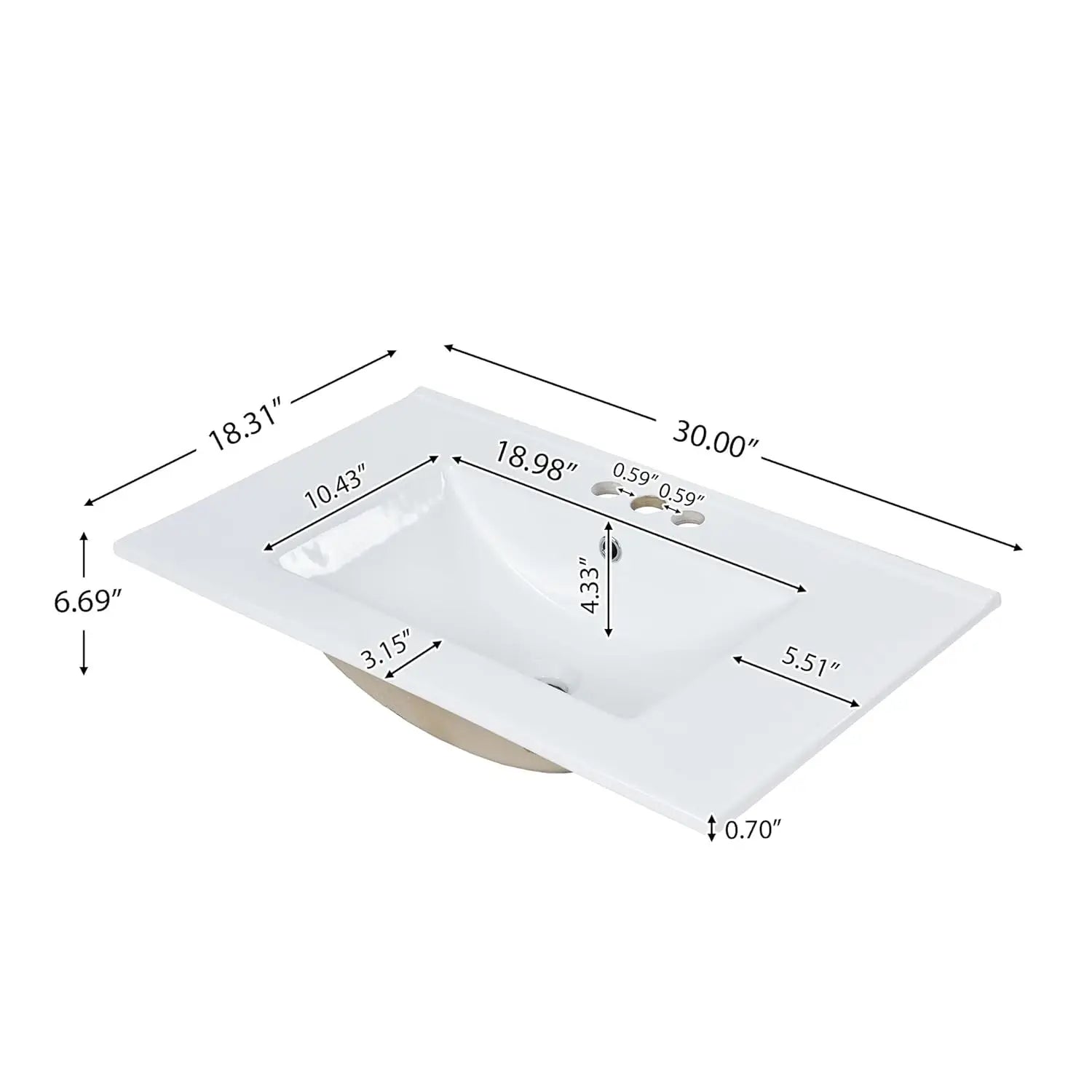 30" Bathroom Vanity Ceramic Sink
