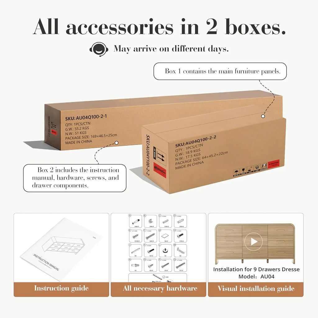 9-Drawer Dresser 63" Wide