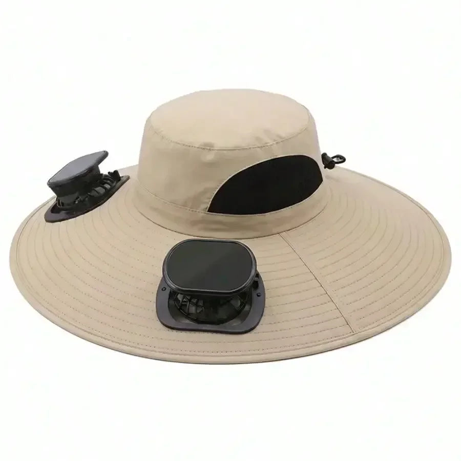 Solar Fan Cap, 180 ° Adjustable Fan, UPF50, USB, Solar Powered