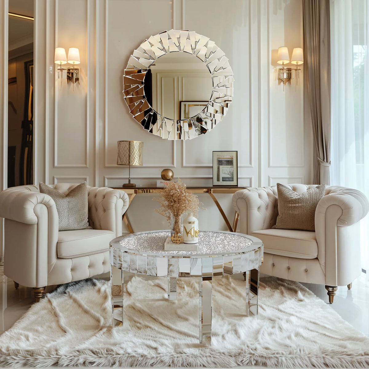 Crystal Inlay Round Coffee Table