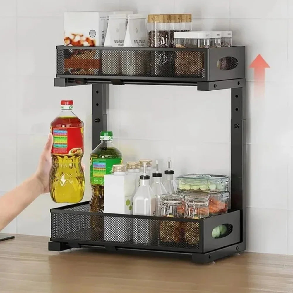 2 Tier Adjustable Height Under Sink Organizer