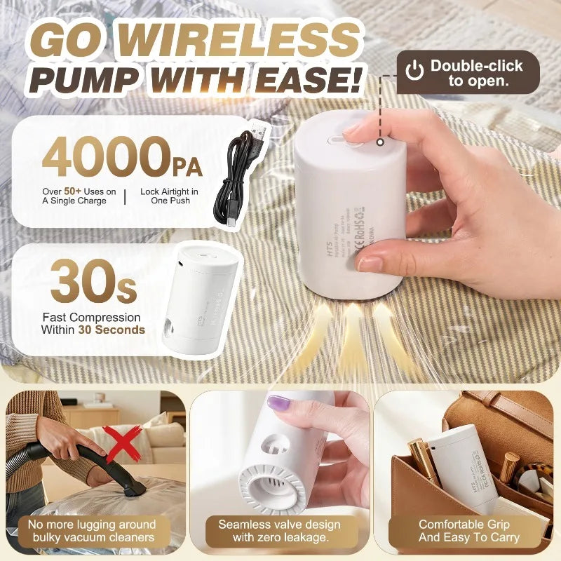 15 Pack Vacuum Bags ,Rechargeable Air Pump