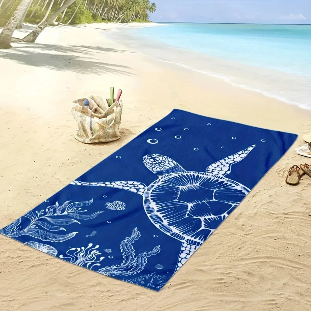 Turtle Print Microfiber Beach Towel