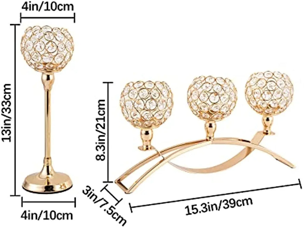 Gold 3-Arms Candle Holder