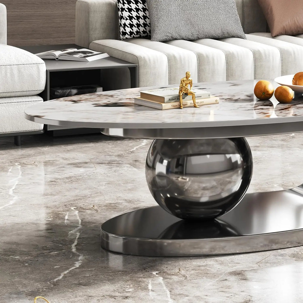 Coffee Table withStainless Steel Pedestal,