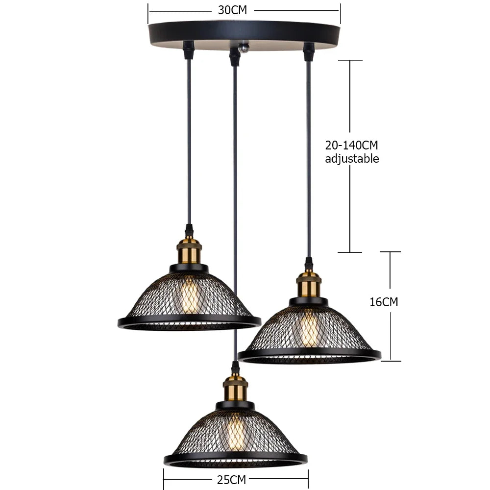 American Retro Three Iron Art  Light Fixture Luxury Chandelier