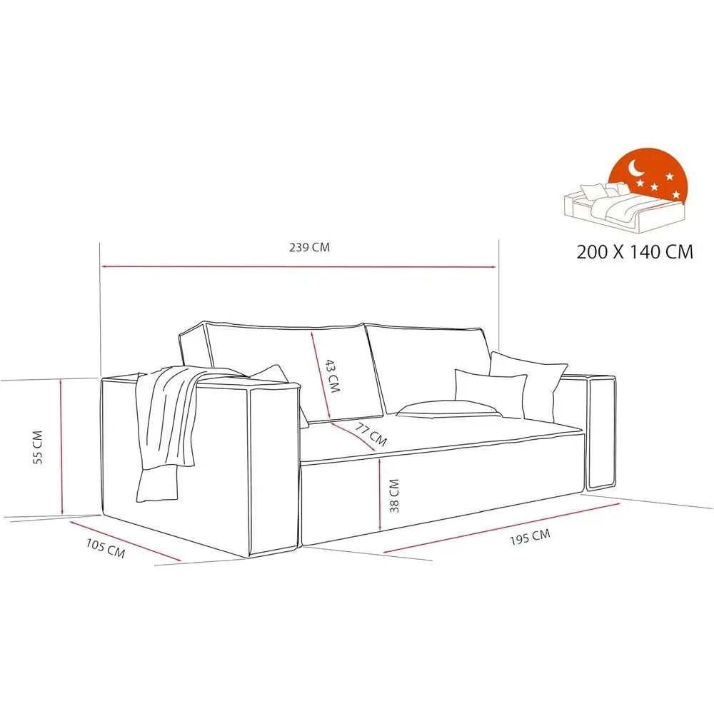 Three-Seater Corduroy Sofa Bed with Storage