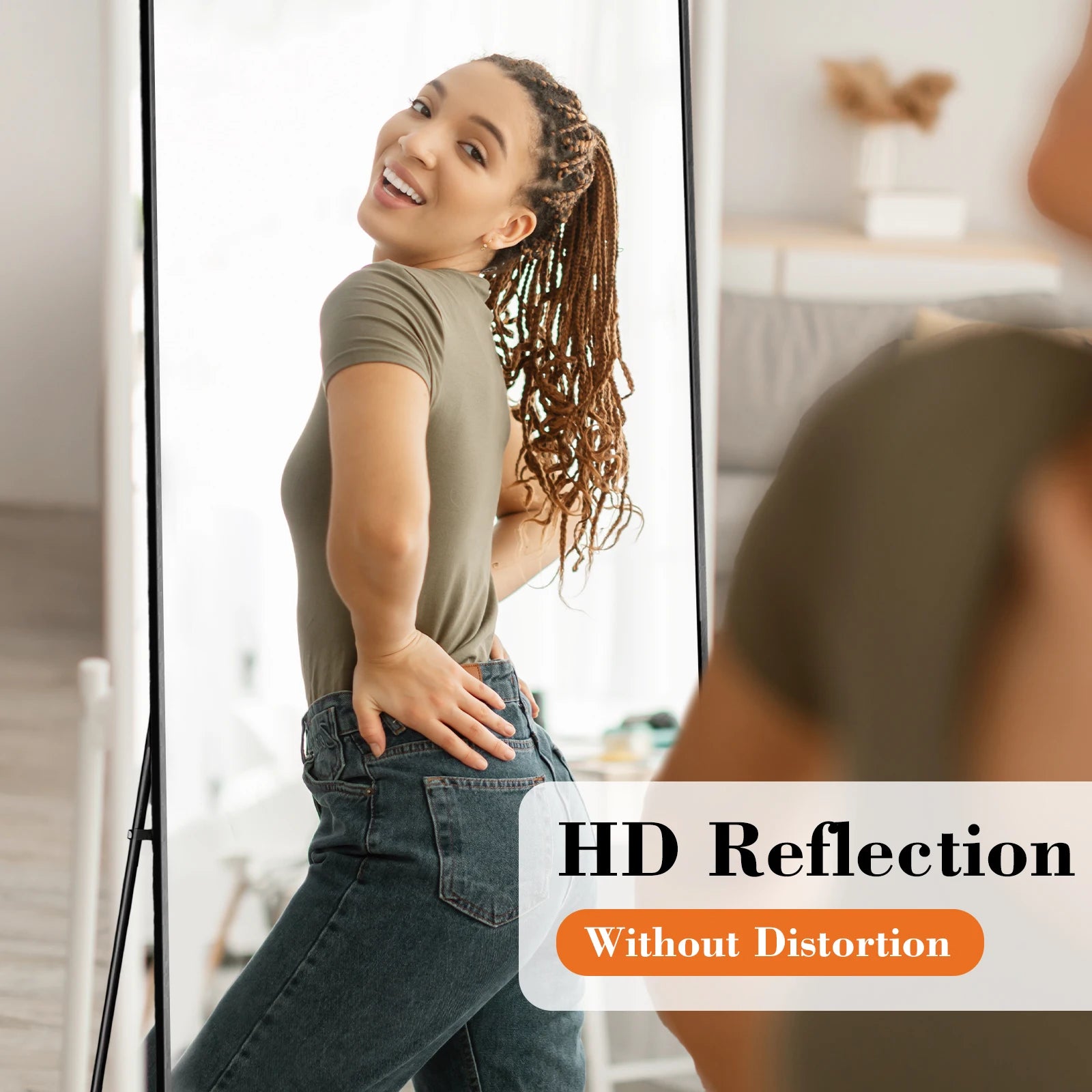 68"x26" Arched Full Length Mirror with Floor Stand