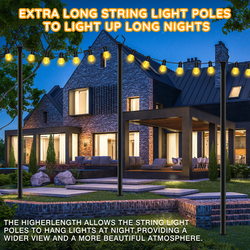 6 Pack 10FT Metal String Light Poles
