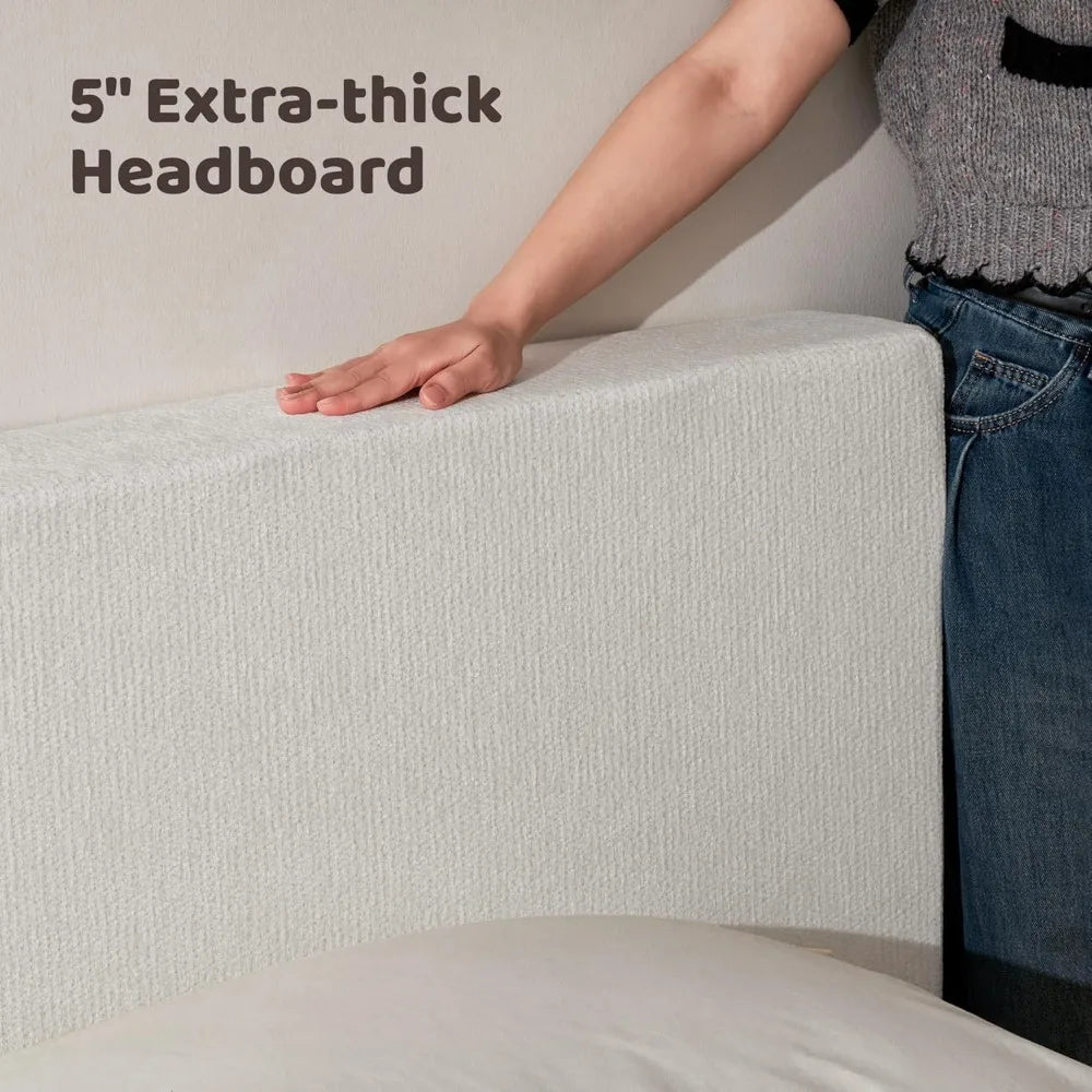 Upholstered King Bed Frame with Headboard