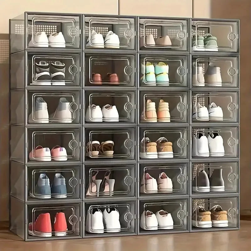 24pcs Large Stackable Plastic Shoe Storage Boxes