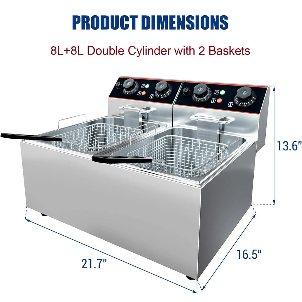 Stainless Steel Electric Deep Fryer with Baskets