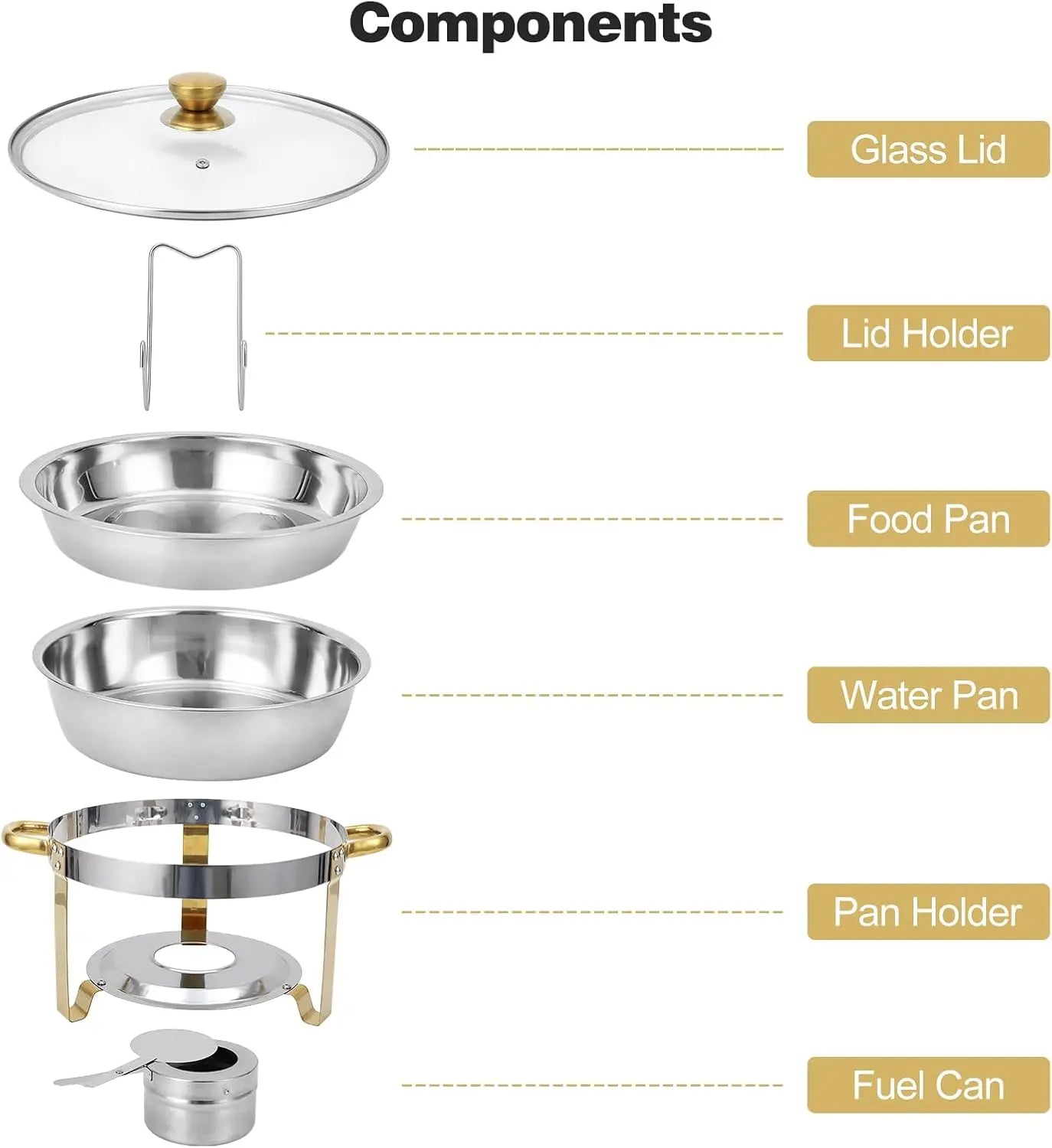 4-5QT Round Chafing Dishes with Glass Lid
