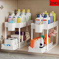 2Pcs 2-Tier Organizer, Pull-Out Under Sink Rack