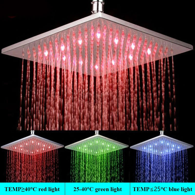 LED Light Large Rainfall  Bathroom Shower Head