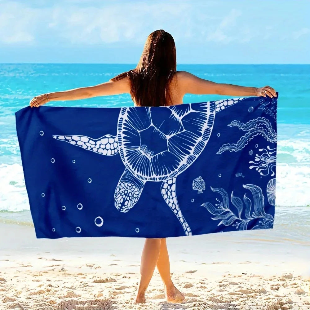 Turtle Print Microfiber Beach Towel