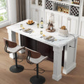 63" Large Imitation Marble Dining Table With LED Lights