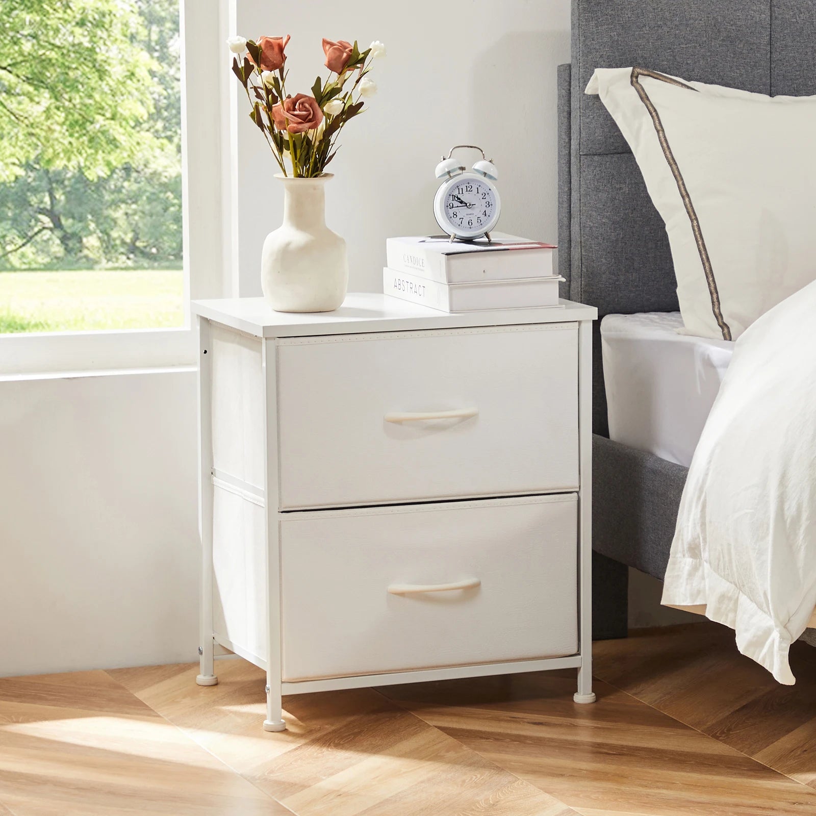 Nightstand Fabric Drawers  Table Storage