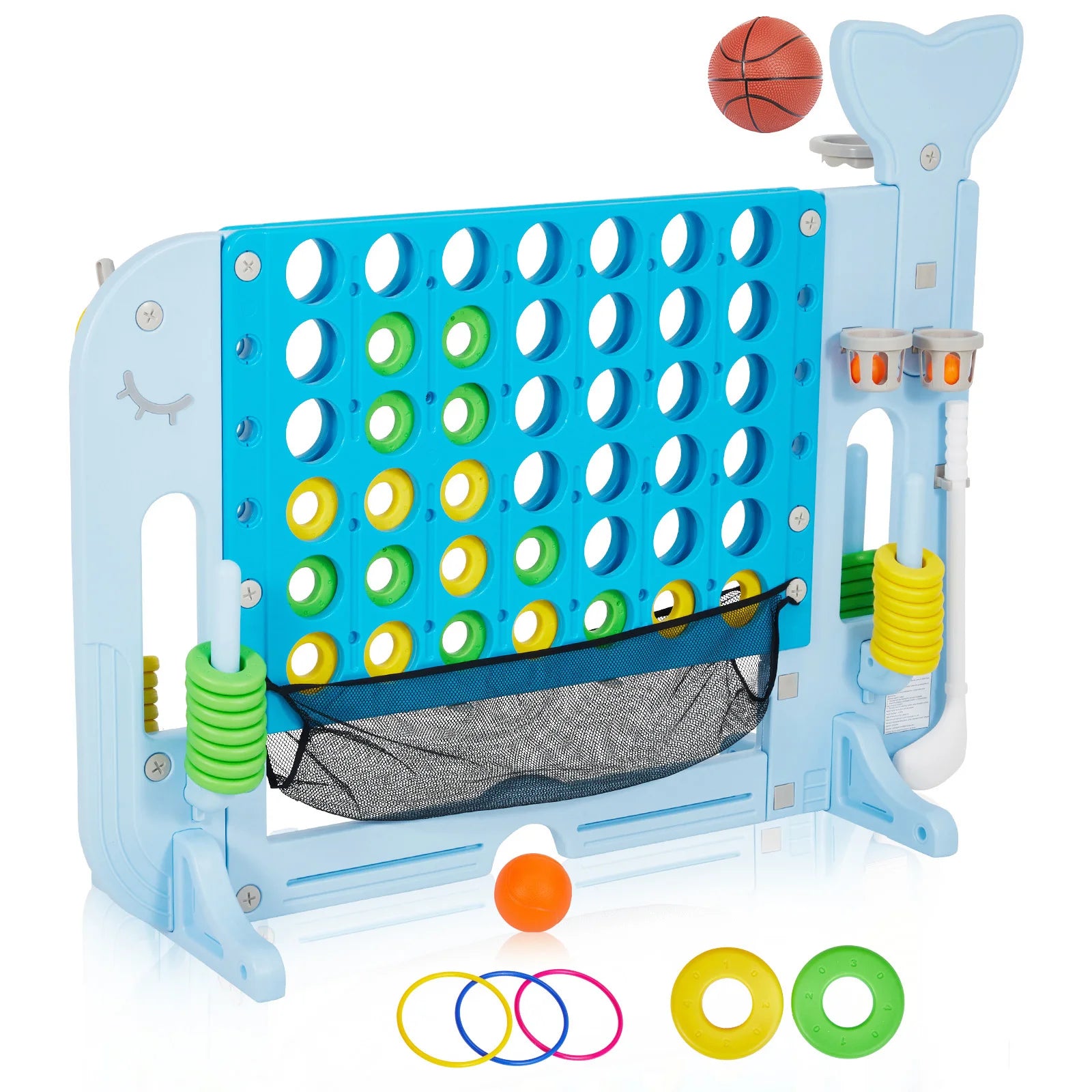 4-in-1 Giant Connect Game, Basketball, ring hoop
