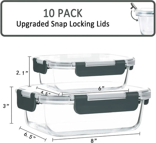 10-Pack Glass Containers with Lids