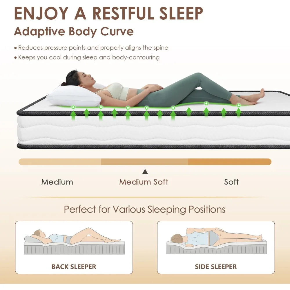 Hybrid Mattress With High-Density Foam, Breathable Cover, Pocket Spring Design