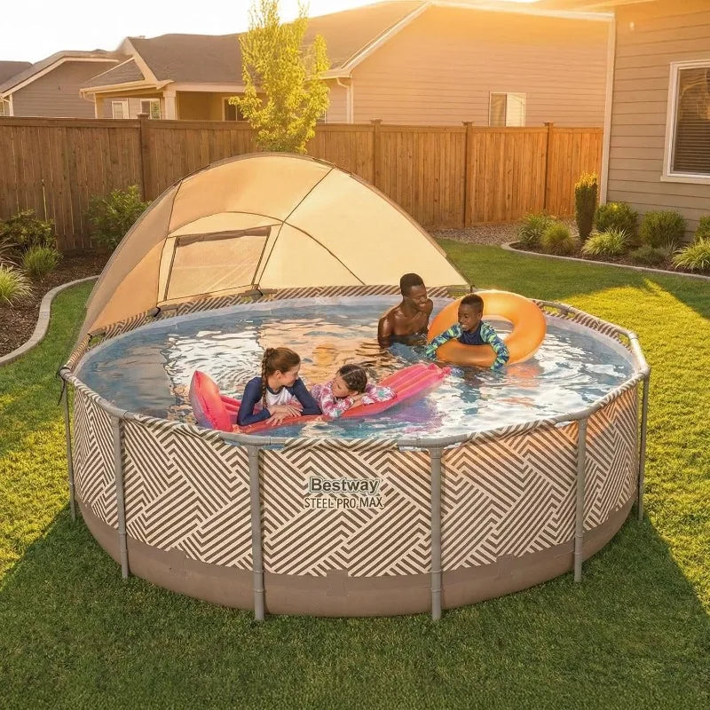 Steel 13ft Round Pool w/canopy, Pump & Ladder