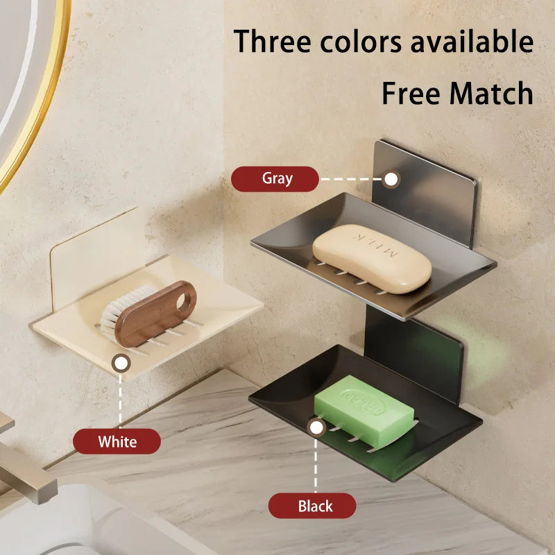 1pc Black Steel Bathroom Soap Holder Soap