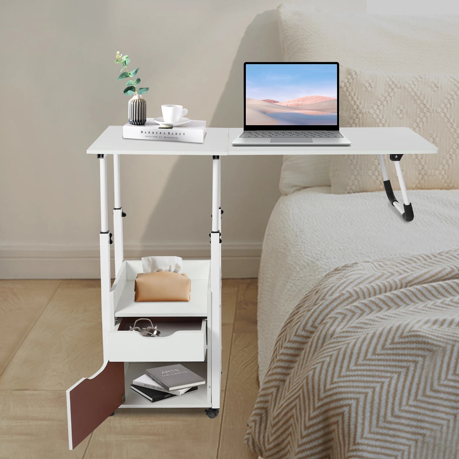 Foldable Laptop Desk with Wheels