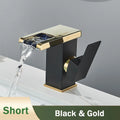 Rozin LED Bathroom Basin Faucet Black Waterfall Sink Faucets Hydroelectric LED Deck Mounted Crane Hot Cold Water Mixer Tap