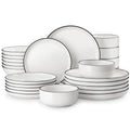 24/48Pc. Ceramic Black Rim Porcelain dinnerware