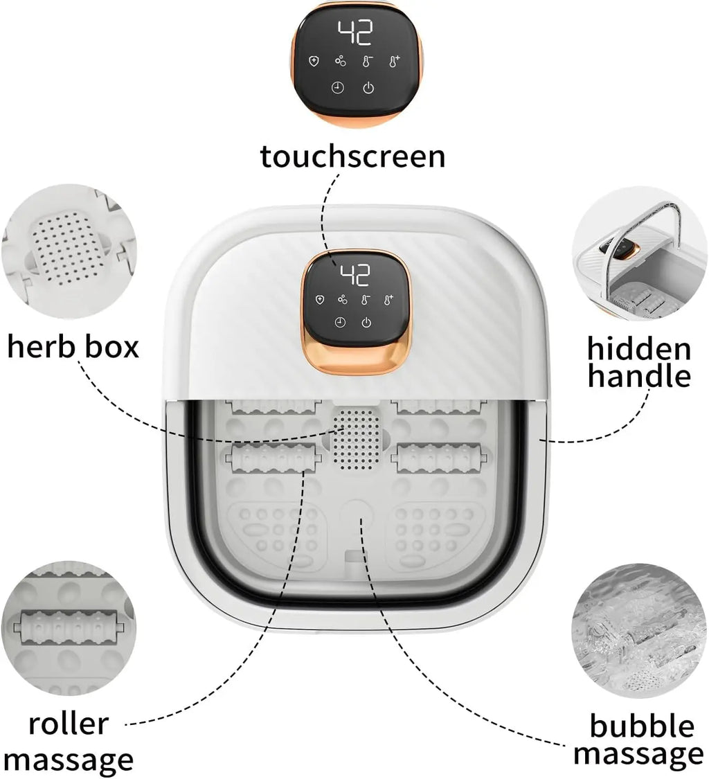 Foldable Foot Spa with Heat & Massage, Touchscreen