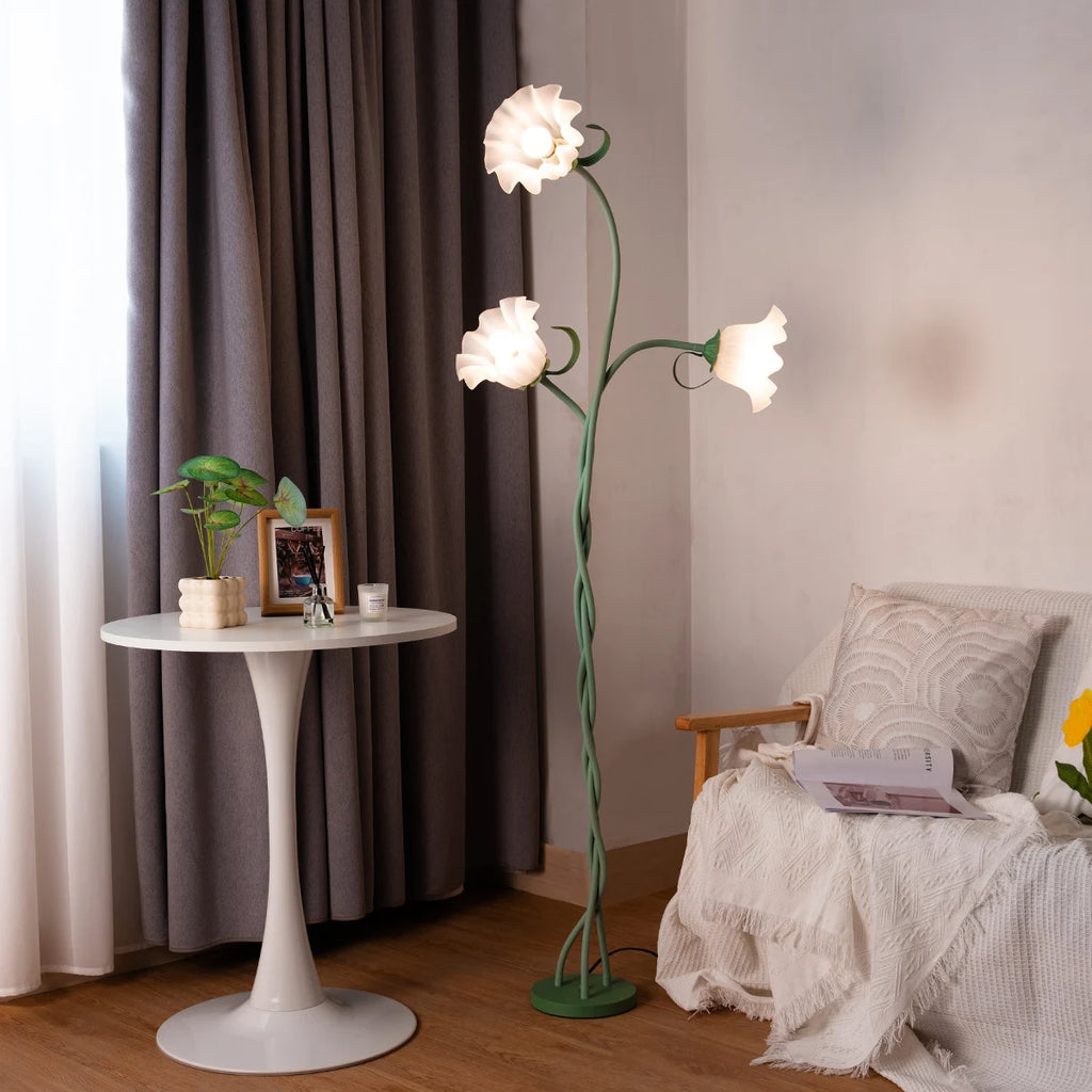 Flower Floor Lamp, Contains Bulb, Dimmable, Flexible Neck Shaft