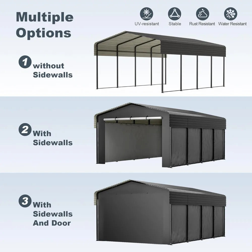 13x20 Outdoor heavy duty Car Shelter with sides