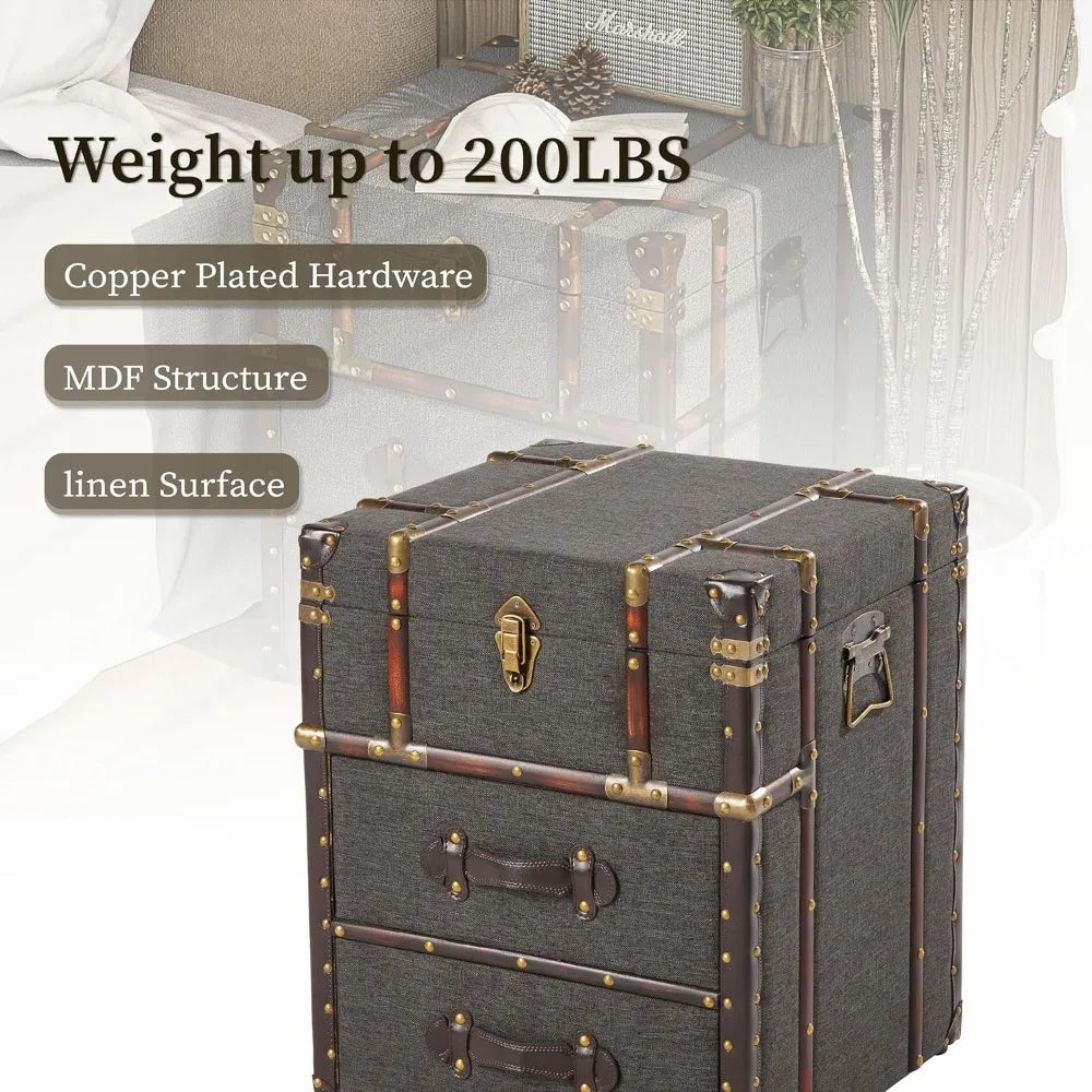 Vintage Storage Chest with Buckle Hinged Top