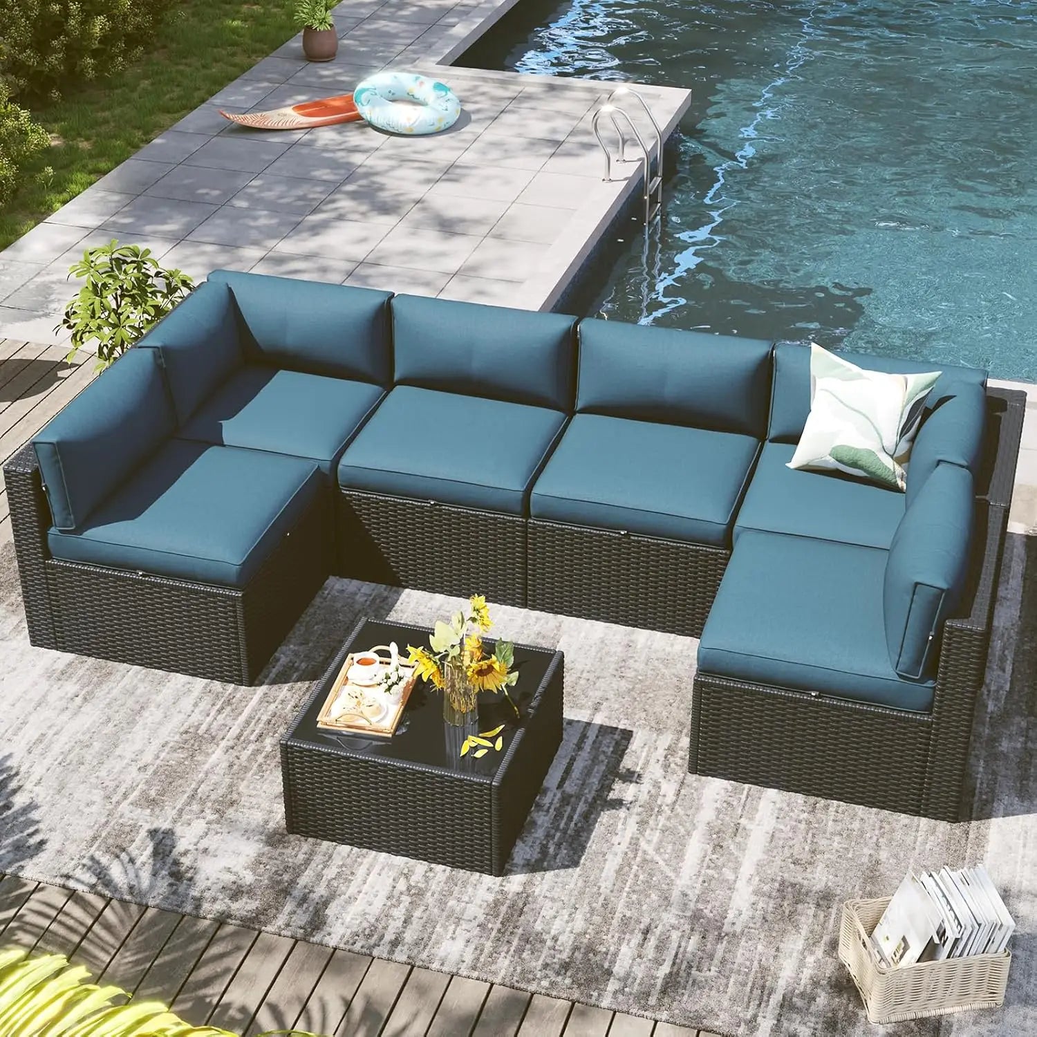 7 Piece Outdoor Furniture Set with Coffee Table