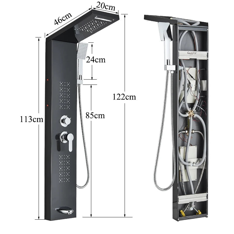Black LED Shower Faucet Shower Panel & Column